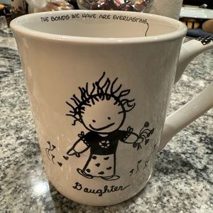Daughter Mug Black and White and Polka Dot Handle with Sweet Message